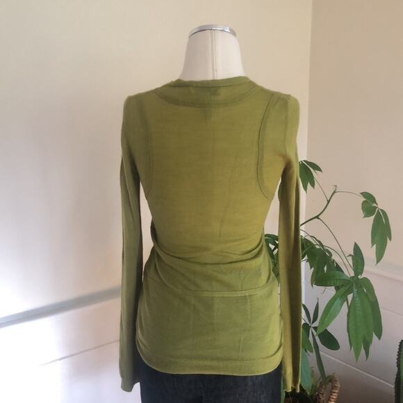 BCBG Sheer Olive Green V-Neck Pullover Sweater Wool Blend XS Long Sleeve Knit - Picture 6 of 9